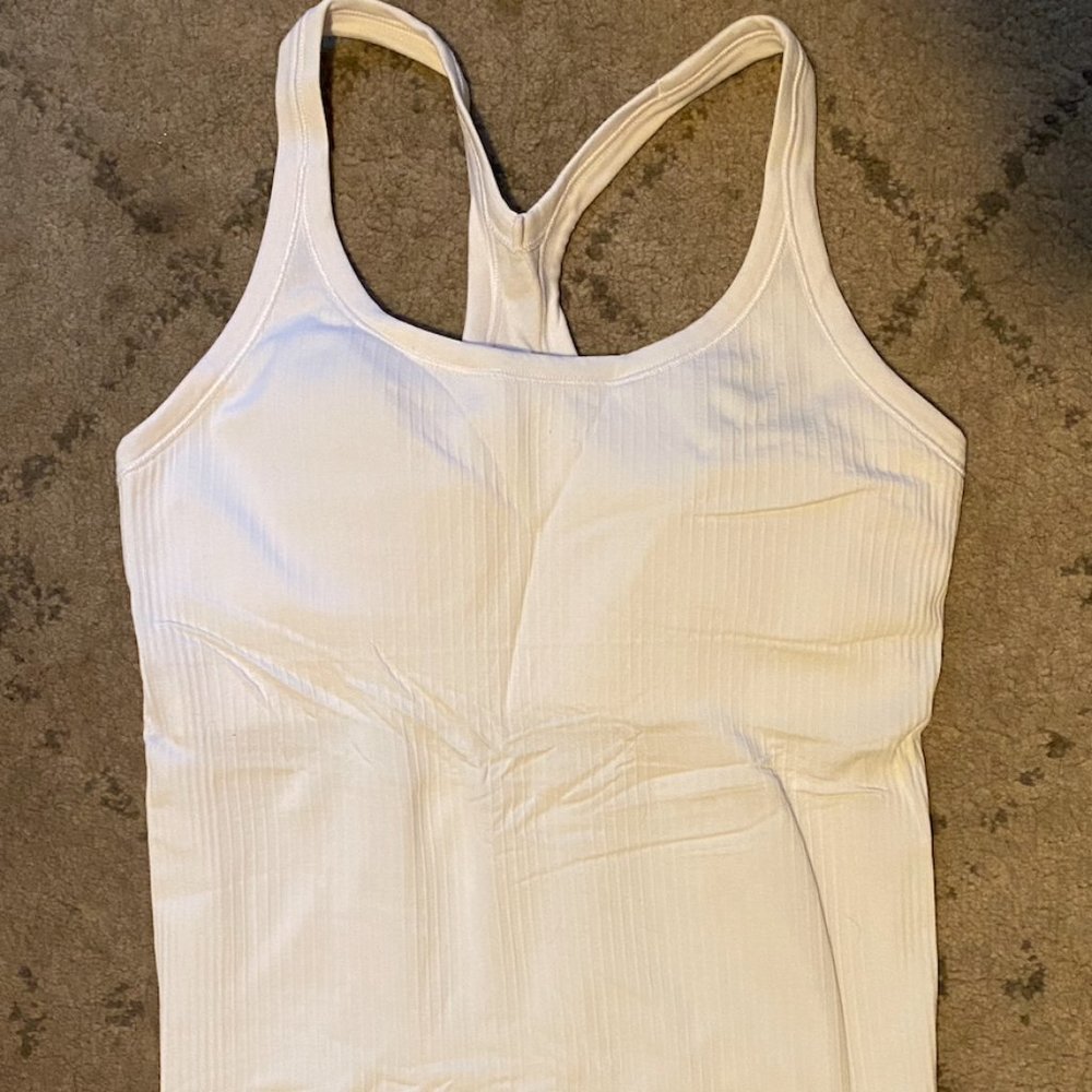 Lululemon Ebb to Street Ribbed Tank Top - Size: 6, Color: White